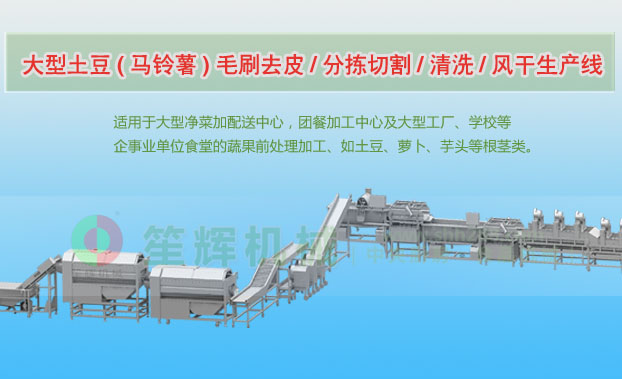 抚松连续式土豆去皮清洗切割风干生产线